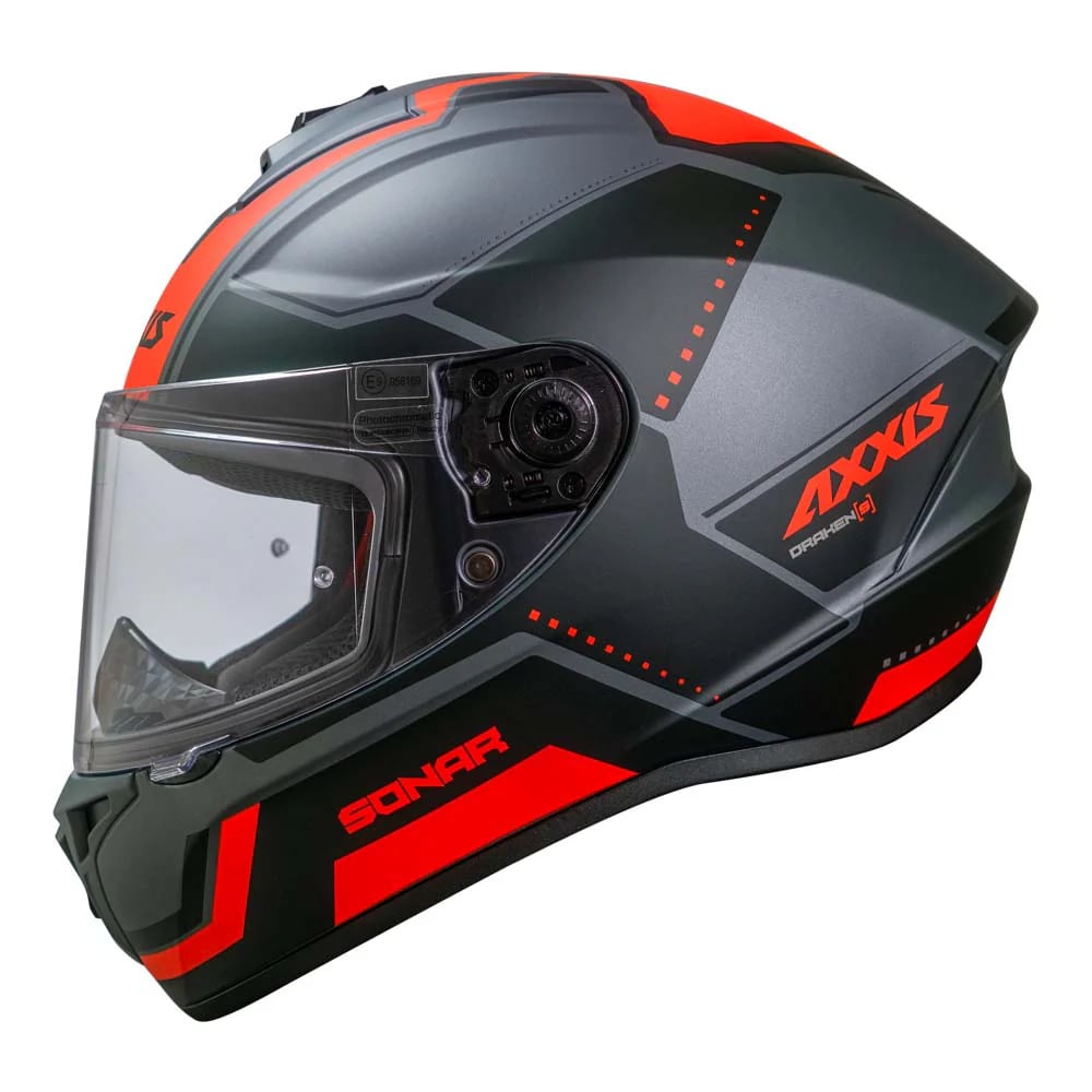 ჩაფხუტი AXXIS DRAKEN SONAR B5 ROJO FLUOR MATE, ფოტო 1