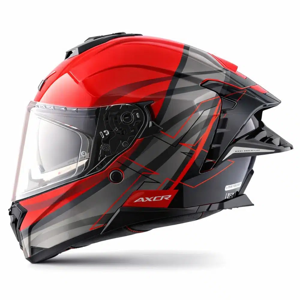 AXOR დახურული ჩაფხუტი BRUTALE SURGES RED GREY DUAL SPOILER, ფოტო 1