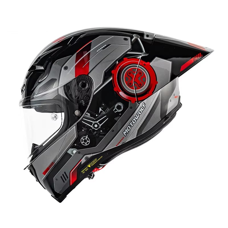 MOTOWOLF დახურული ჩაფხუტი GREY RED, ფოტო 1