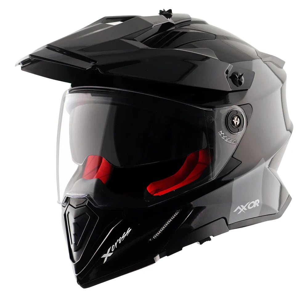 AXOR X-CROSS დახურული ჩაფხუტი DUAL VISOR GLOSS BLACK, ფოტო 1